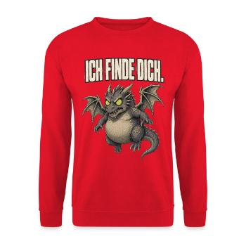 Ich finde DICH Drachen - Unisex Pullover - Rot - Vorne - Alina (178cm) & Michal (187cm)