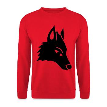 Wolf's Head Manga (schwarz) - Unisex Pullover - Rot - Vorne - Alina (178cm) & Michal (187cm)