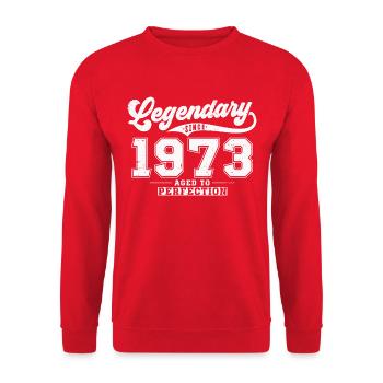 Legendary since 1973 Vintage Birthday Gift - Unisex Sweatshirt - red - Front - Alina (178cm) & Michal (187cm)