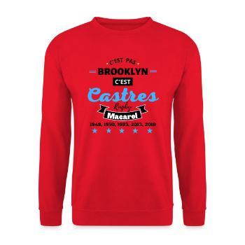 C'est pas Brooklyn c'est Castres Rugby N - Sweat-shirt Unisexe - rouge - Devant - Alina (178cm) & Michal (187cm)