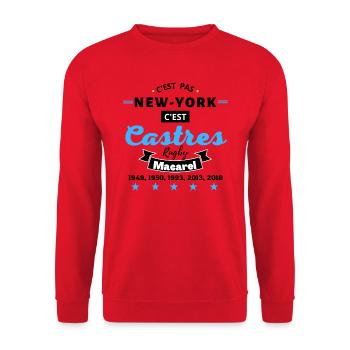 C'est pas NEW YORK, c'est Castres Rugby.N - Sweat-shirt Unisexe - rouge - Devant - Alina (178cm) & Michal (187cm)