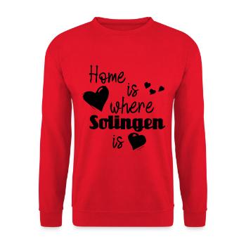 Zuhause in Solingen - Home is where Solingen is - Unisex Pullover - Rot - Vorne - Alina (178cm) & Michal (187cm)