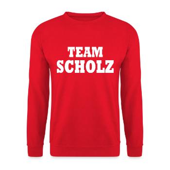 Olaf Scholz - Unisex Sweatshirt - red - Front - Alina (178cm) & Michal (187cm)