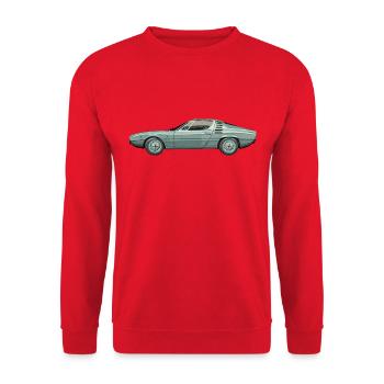 AR MONTREAL Illustration in Profil - Unisex Pullover - Rot - Vorne - Alina (178cm) & Michal (187cm)