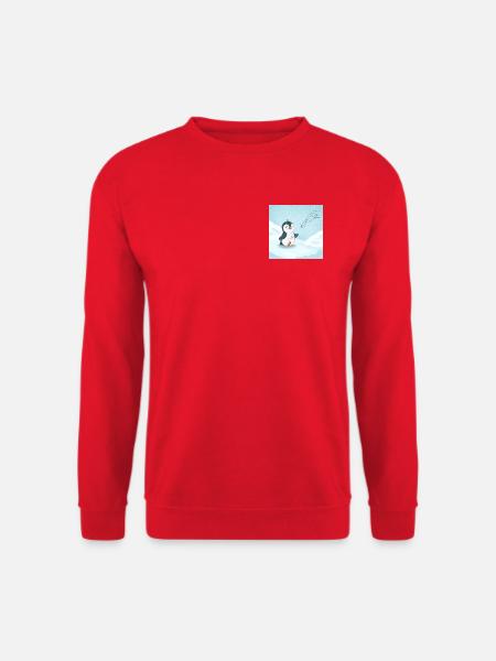 Süßer Pinguin singt im Schnee - Unisex Pullover - Rot
