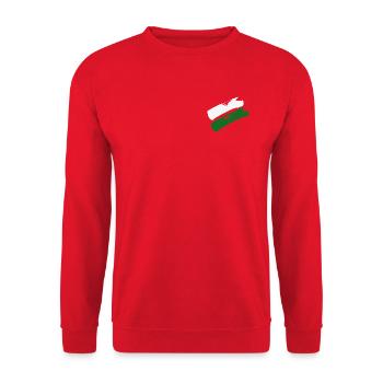 Sachsen Flagge - Pinselstriche - Unisex Pullover - Rot - Vorne - Alina (178cm) & Michal (187cm)