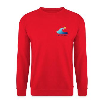 Wellenreiter am Sonnenaufgang - Unisex Pullover - Rot - Vorne - Alina (178cm) & Michal (187cm)