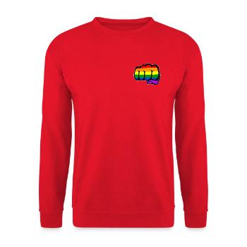 Hand Faust Regenbogenflagge - Unisex Pullover - Rot - Vorne - Alina (178cm) & Michal (187cm)