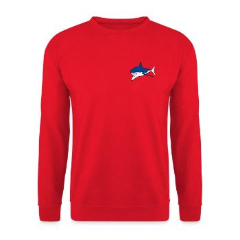 Great White Shark Cartoon - Unisex Sweatshirt - red - Front - Alina (178cm) & Michal (187cm)