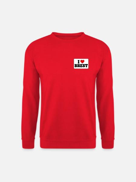 Ich liebe Brest J'aime Brest: Herz und Stadt - Unisex Pullover - Rot