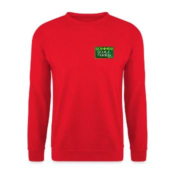 SOMMERSCHULFERIEN SCHULE - SOMMER - Unisex Pullover - Rot - Vorne - Alina (178cm) & Michal (187cm)