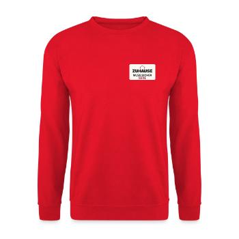 Zuhause muss sicher sein - Unisex Pullover - Rot - Vorne - Alina (178cm) & Michal (187cm)