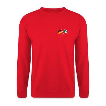 Germany x Mexico Crossed Friendship Flags - Unisex Pullover - Rot - Vorne - Alina (178cm) & Michal (187cm)