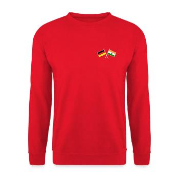 Germany x India Crossed Friendship Flags - Unisex Pullover - Rot - Vorne - Alina (178cm) & Michal (187cm)