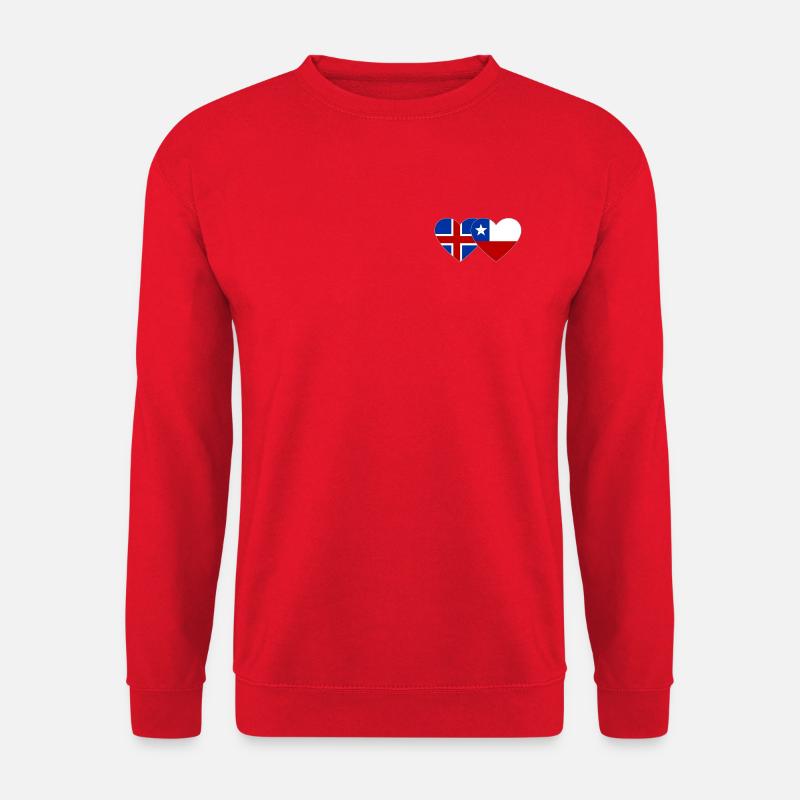 Island Chile Flagge Herz - Unisex Pullover - Rot