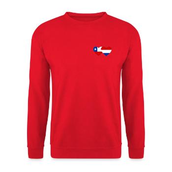 Chile_Holland_Flagge_Herz - Unisex Pullover - Rot - Vorne - Alina (178cm) & Michal (187cm)
