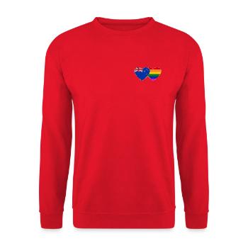 Neuseeland Regenbogen Flagge Herz - Unisex Pullover - Rot - Vorne - Alina (178cm) & Michal (187cm)
