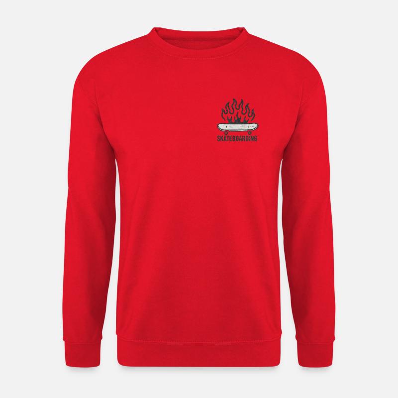 Flammen Skateboarding Illustration - Unisex Pullover - Rot