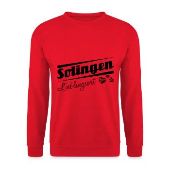 Solingen - Lieblingsort mit Stadtnamen - Unisex Pullover - Rot - Vorne - Alina (178cm) & Michal (187cm)