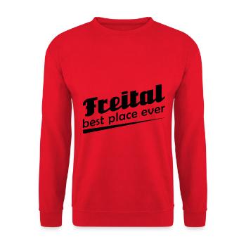 Freital - Stadt best place ever - Unisex Pullover - Rot - Vorne - Alina (178cm) & Michal (187cm)