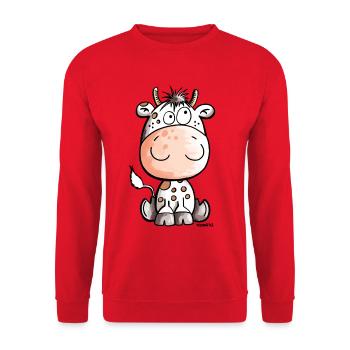 Funny Cow - Cows - Baby - Gift - Calf - Unisex Sweatshirt - red - Front - Alina (178cm) & Michal (187cm)
