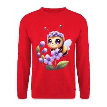 Abeille mignonne parmi les lilas 🐝 - Sweat-shirt Unisexe - rouge - Devant - Alina (178cm) & Michal (187cm)