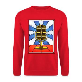 Retro Microphone Stained Glass Design - Unisex Sweatshirt - red - Front - Alina (178cm) & Michal (187cm)