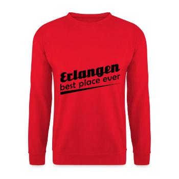 Erlangen - Stadt best place ever - Unisex Pullover - Rot - Vorne - Alina (178cm) & Michal (187cm)