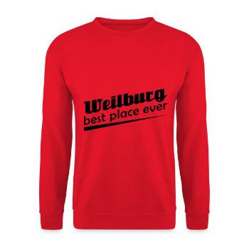 Weilburg - Stadt best place ever - Unisex Pullover - Rot - Vorne - Alina (178cm) & Michal (187cm)