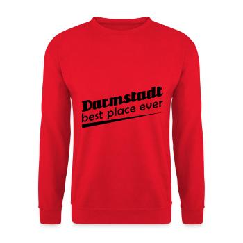 Darmstadt - Stadt best place ever - Unisex Pullover - Rot - Vorne - Alina (178cm) & Michal (187cm)