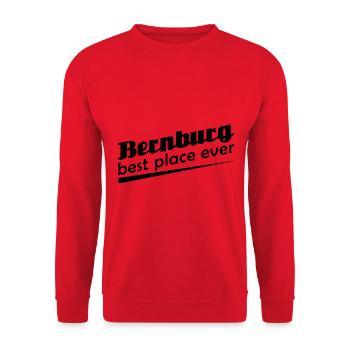 Bernburg - Stadt best place ever - Unisex Pullover - Rot - Vorne - Alina (178cm) & Michal (187cm)