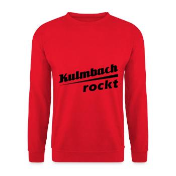 Kulmbach rockt - Textdesign mit Stadtnamen - Unisex Pullover - Rot - Vorne - Alina (178cm) & Michal (187cm)