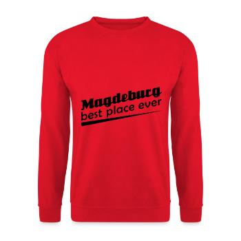 Magdeburg - Stadt best place ever - Unisex Pullover - Rot - Vorne - Alina (178cm) & Michal (187cm)