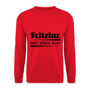 Fritzlar - Stadt best place ever - Unisex Pullover - Rot - Vorne - Alina (178cm) & Michal (187cm)