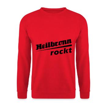 Heilbronn rockt - Textdesign mit Stadtnamen - Unisex Pullover - Rot - Vorne - Alina (178cm) & Michal (187cm)