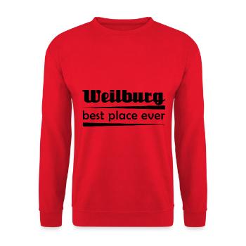 Weilburg - Stadt best place ever - Unisex Pullover - Rot - Vorne - Alina (178cm) & Michal (187cm)