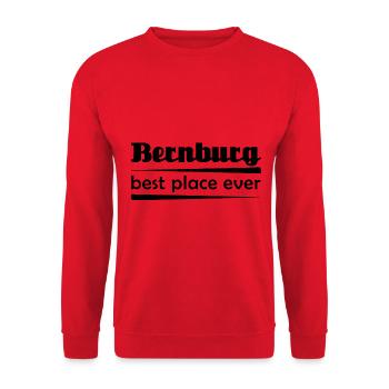 Bernburg - Stadt best place ever - Unisex Pullover - Rot - Vorne - Alina (178cm) & Michal (187cm)