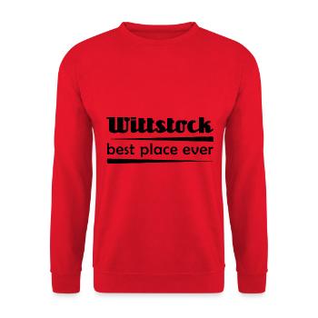 Wittstock - Stadt best place ever - Unisex Pullover - Rot - Vorne - Alina (178cm) & Michal (187cm)