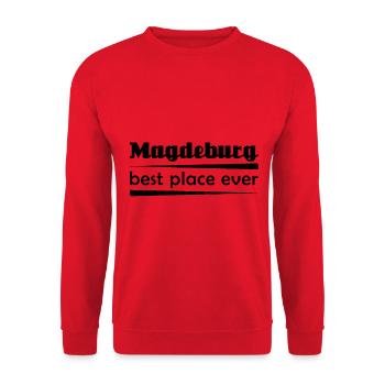 Magdeburg - Stadt best place ever - Unisex Pullover - Rot - Vorne - Alina (178cm) & Michal (187cm)