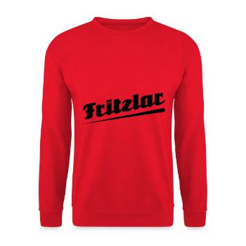 Fritzlar - Textdesign mit Stadtnamen - Unisex Pullover - Rot - Vorne - Alina (178cm) & Michal (187cm)