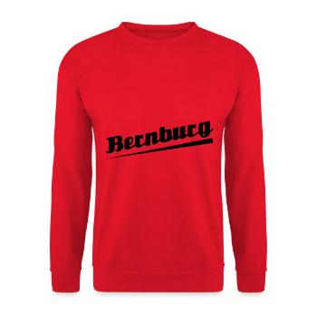 Bernburg - Textdesign mit Stadtnamen - Unisex Pullover - Rot - Vorne - Alina (178cm) & Michal (187cm)