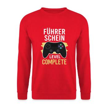 Führerschein Fahrprüfung Bestanden Fahranfänger - Unisex Pullover - Rot - Vorne - Alina (178cm) & Michal (187cm)