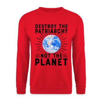 Destroy the Patriarchy not the planet - Unisex Sweatshirt - red - Front - Alina (178cm) & Michal (187cm)