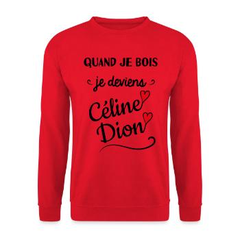 humour Céline Dion - Sweat-shirt Unisexe - rouge - Devant - Alina (178cm) & Michal (187cm)