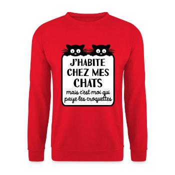 domestic cat - Unisex Sweatshirt - red - Front - Alina (178cm) & Michal (187cm)