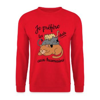 Humour plusieurs chats - Sweat-shirt Unisexe - rouge - Devant - Alina (178cm) & Michal (187cm)