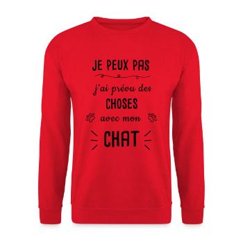 chat humour - Sweat-shirt Unisexe - rouge - Devant - Alina (178cm) & Michal (187cm)