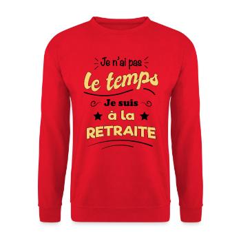 Humour Retraite homme femme - Sweat-shirt Unisexe - rouge - Devant - Alina (178cm) & Michal (187cm)
