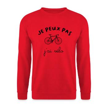 Je peux pas j'ai velo - Sweat-shirt Unisexe - rouge - Devant - Alina (178cm) & Michal (187cm)