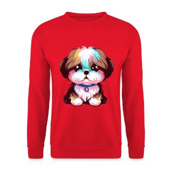 Cute Shih Tzu Puppy Design - Unisex Sweatshirt - red - Front - Alina (178cm) & Michal (187cm)